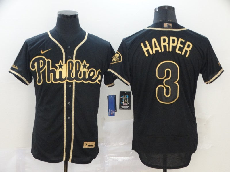 Men’s Philadelphia Phillies Bryce Harper #3 Black Stitched Jersey
