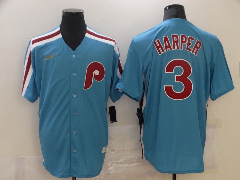 Men’s Philadelphia Phillies Bryce Harper #3 Blue Baseball Jersey