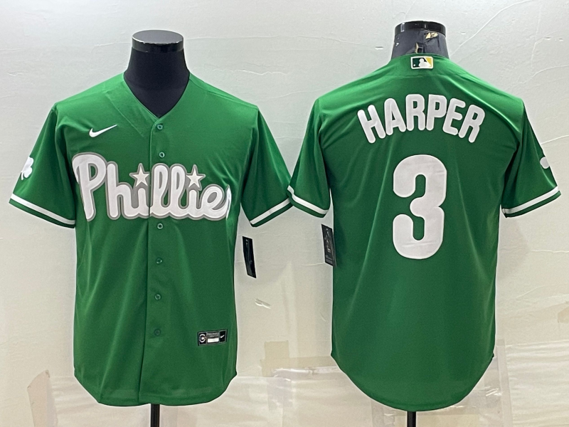 Men’s Philadelphia Phillies Bryce Harper #3 Green Jersey