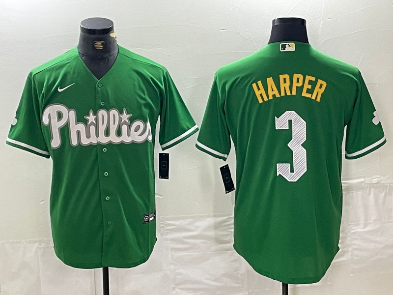 Men’s Philadelphia Phillies Bryce Harper #3 Green Jersey