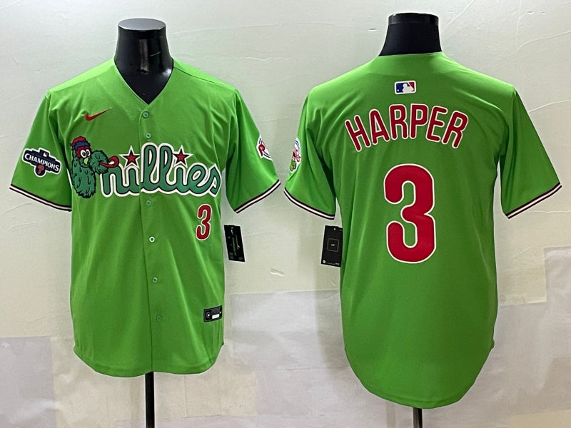 Men’s Philadelphia Phillies Bryce Harper #3 Green Jersey