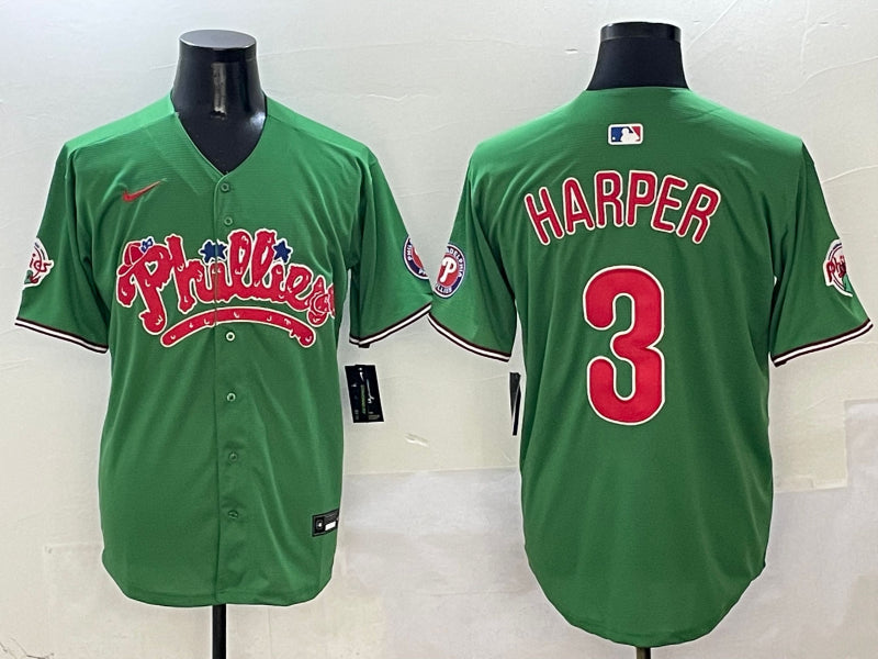 Men’s Philadelphia Phillies Bryce Harper #3 Green Jersey