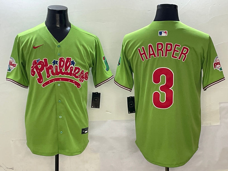 Men’s Philadelphia Phillies Bryce Harper #3 Green Jersey