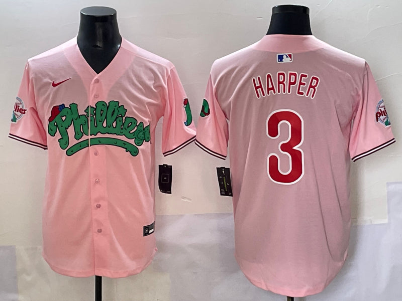 Men’s Philadelphia Phillies Bryce Harper #3 Pink Jersey