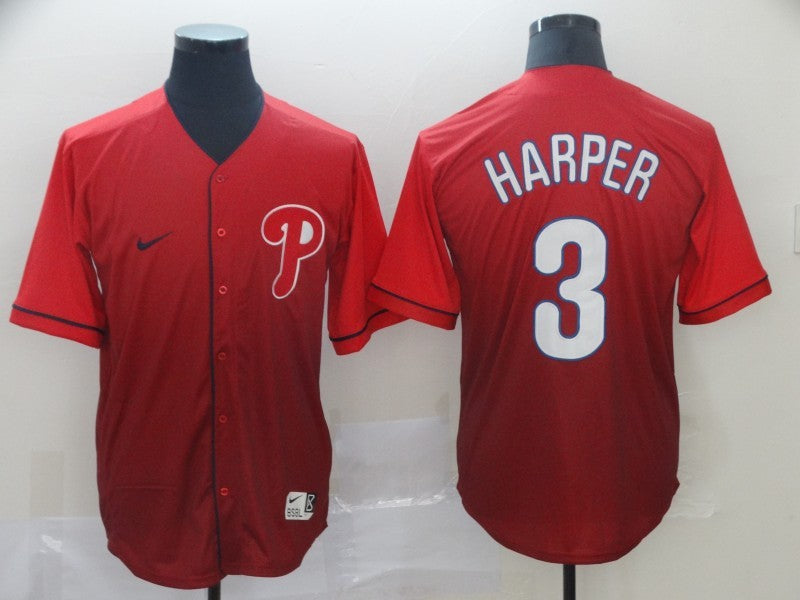 Men’s Philadelphia Phillies Bryce Harper #3 Red Stitched Jersey