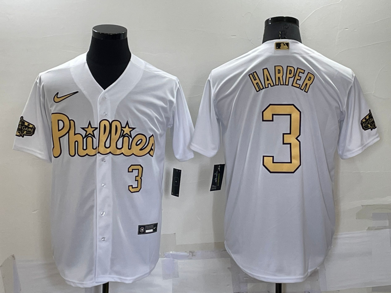Men’s Philadelphia Phillies Bryce Harper #3 White Jersey