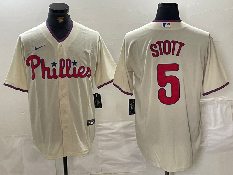 Men’s Philadelphia Phillies Bryson Stott #5 Cream Jersey