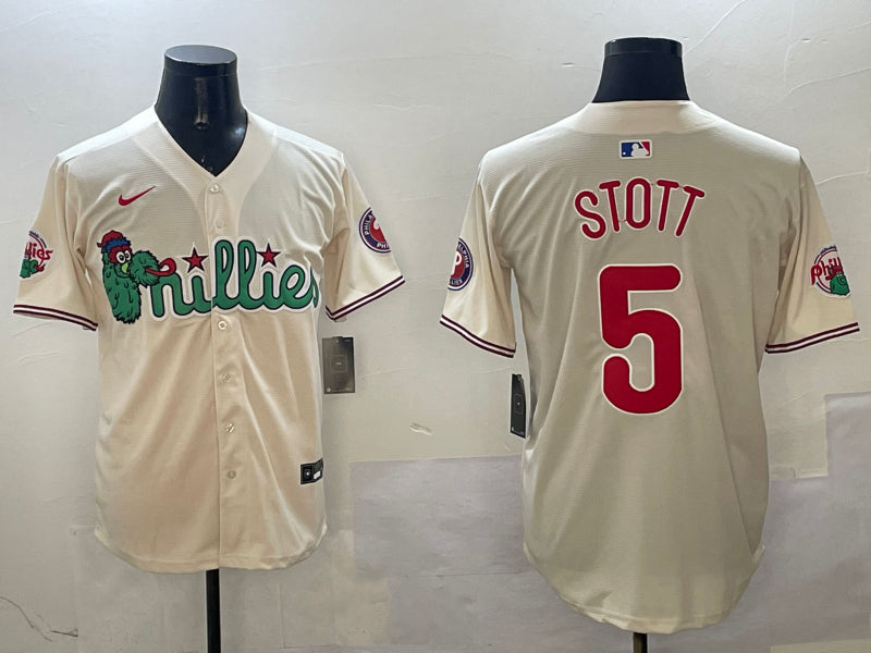 Men’s Philadelphia Phillies Bryson Stott #5 Cream Team Jersey