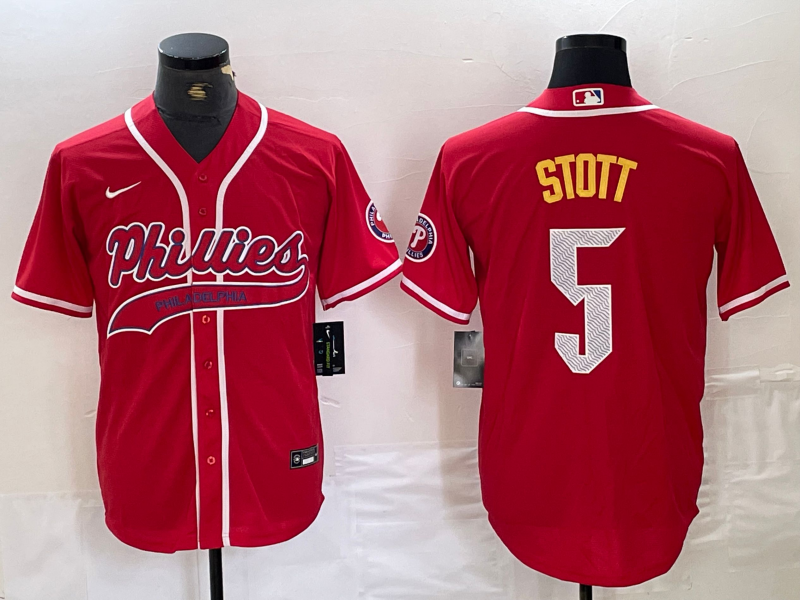 Men’s Philadelphia Phillies Bryson Stott #5 Red Jersey Joint Edition