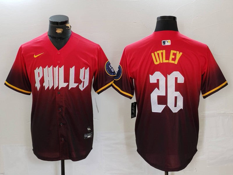 Men’s Philadelphia Phillies Chase Utley #26 Red 2024 City Connect Jersey