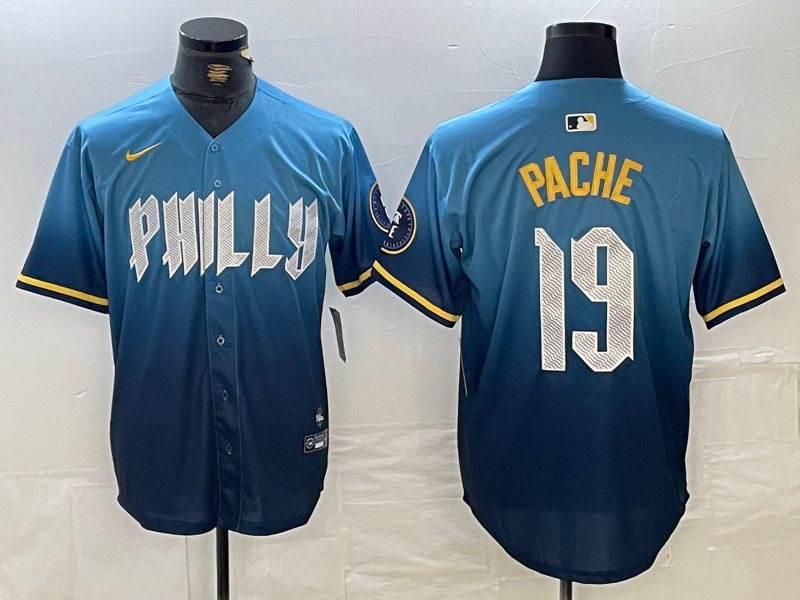 Men’s Philadelphia Phillies Cristian Pache #19 Blue 2024 City Connect Limited Jersey