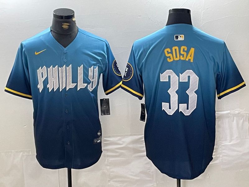 Men’s Philadelphia Phillies Edmundo Sosa #33 Blue 2024 City Connect Limited Jersey