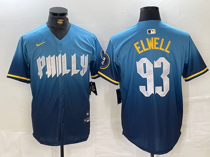 Men’s Philadelphia Phillies Elwell #93 Blue 2024 City Connect Limited Jersey