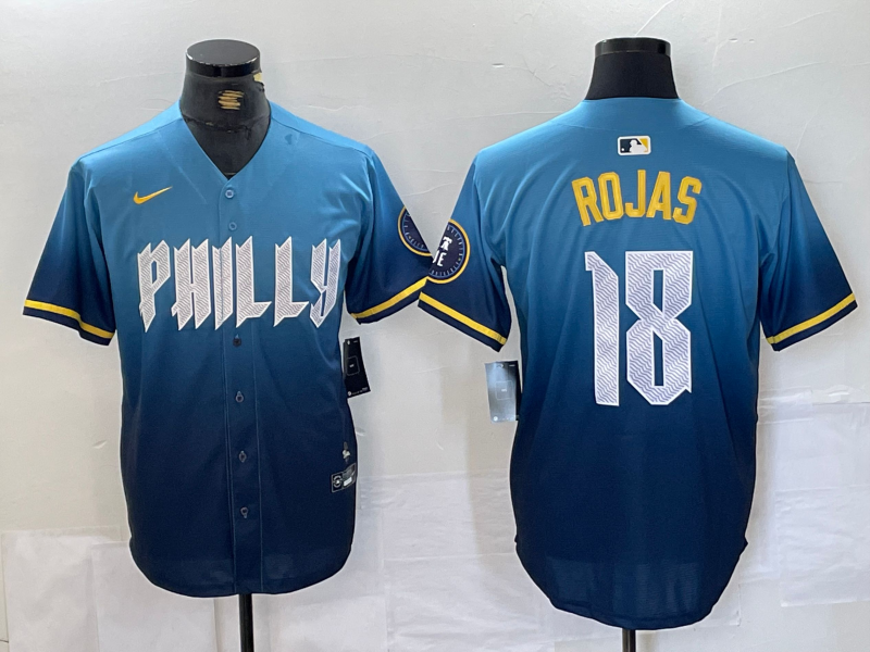 Men’s Philadelphia Phillies Johan Rojas #18 Blue 2024 City Connect Limited Jersey