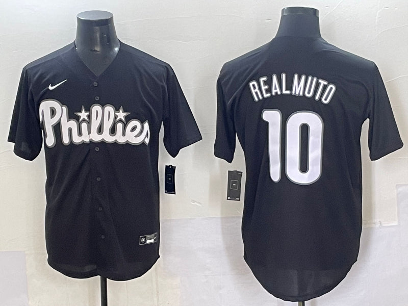 Men’s Philadelphia Phillies JT Realmuto #10 Black Lights Out Jersey