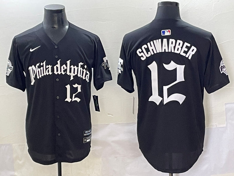 Men’s Philadelphia Phillies Kyle Schwarber #12 Black Jersey