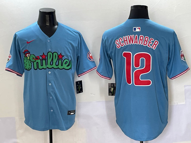 Men’s Philadelphia Phillies Kyle Schwarber #12 Blue Jersey
