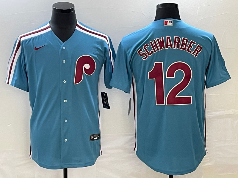 Men’s Philadelphia Phillies Kyle Schwarber #12 Blue Jersey