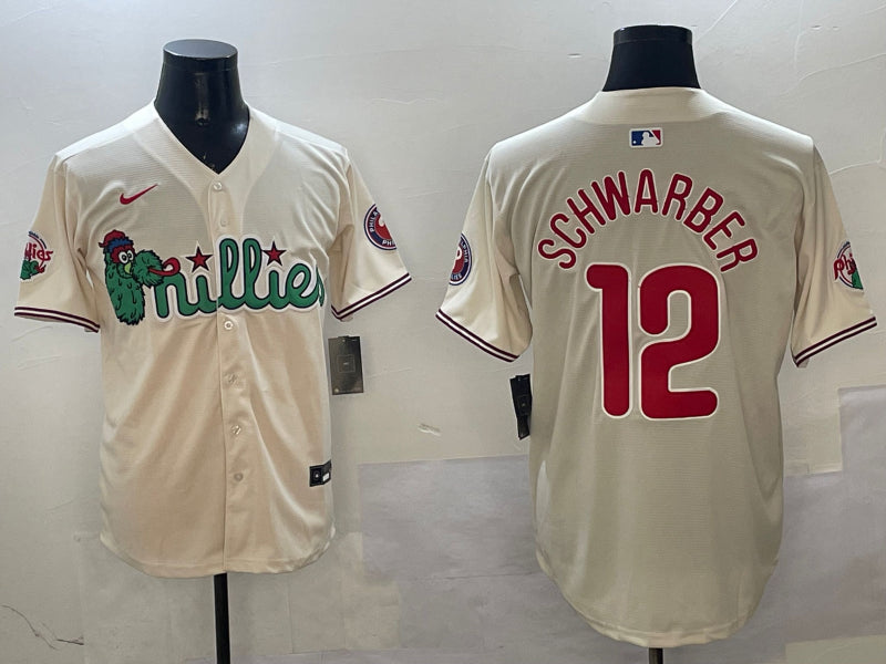 Men’s Philadelphia Phillies Kyle Schwarber #12 Cream Jersey