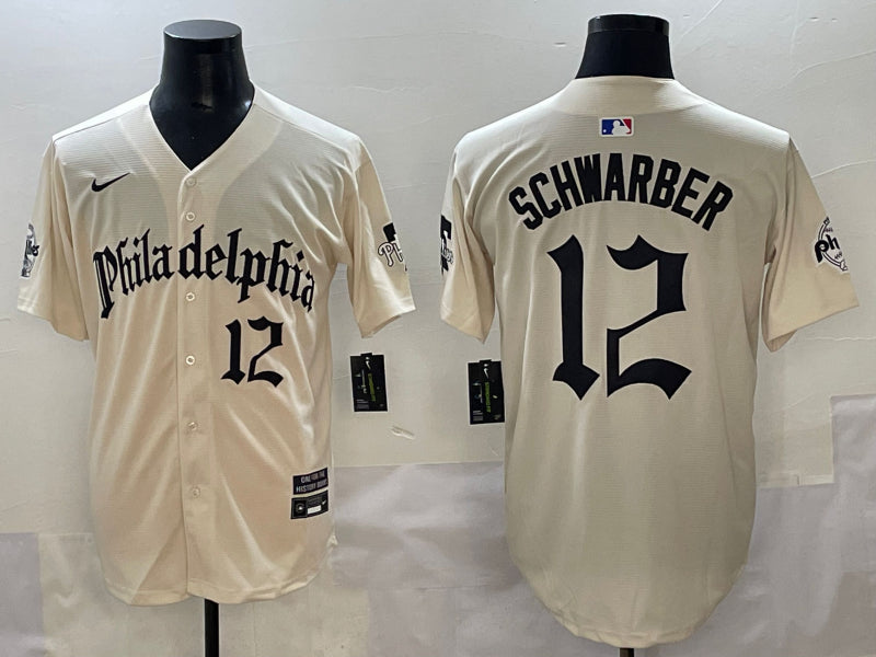 Men’s Philadelphia Phillies Kyle Schwarber #12 Cream Limited Jersey
