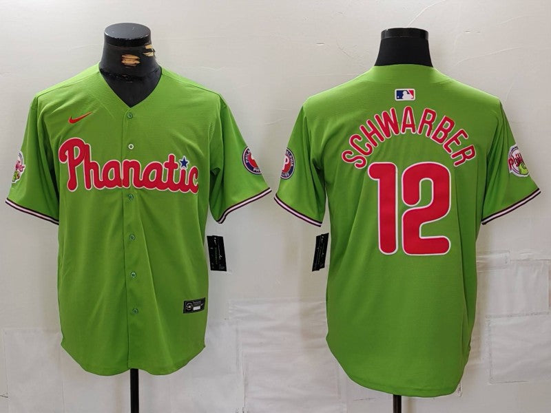 Men’s Philadelphia Phillies Kyle Schwarber #12 Green Limited Jersey