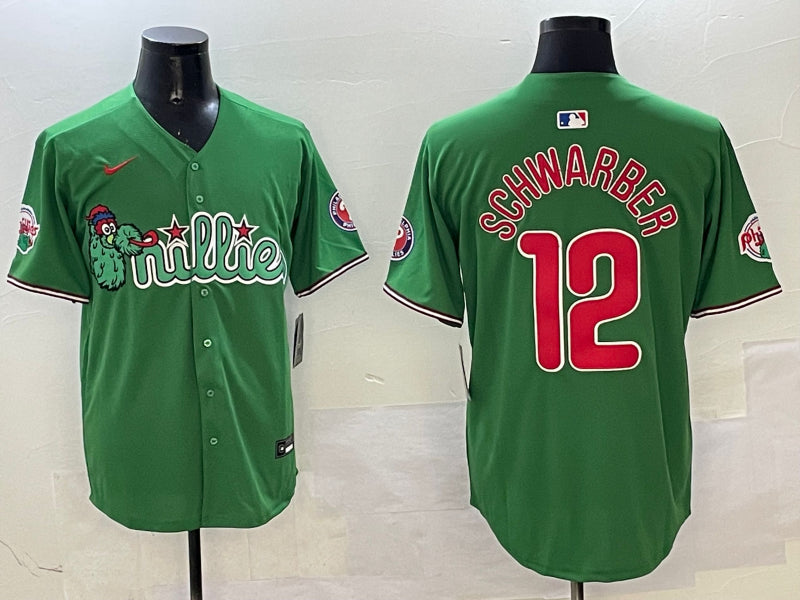 Men’s Philadelphia Phillies Kyle Schwarber #12 Green Team Jersey