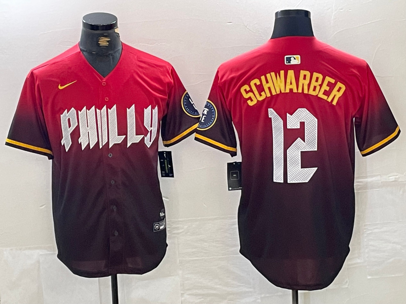 Men’s Philadelphia Phillies Kyle Schwarber #12 Red 2024 City Connect Limited Jersey