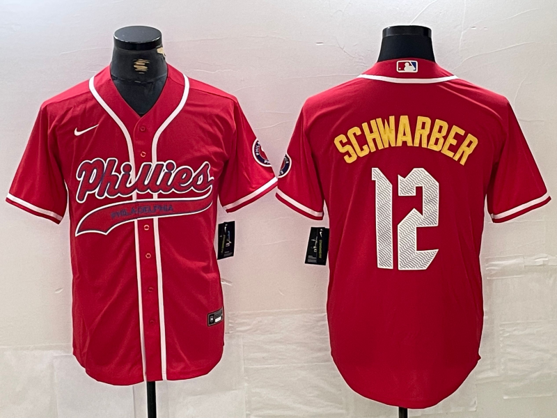 Men’s Philadelphia Phillies Kyle Schwarber #12 Red Jersey Joint Edition