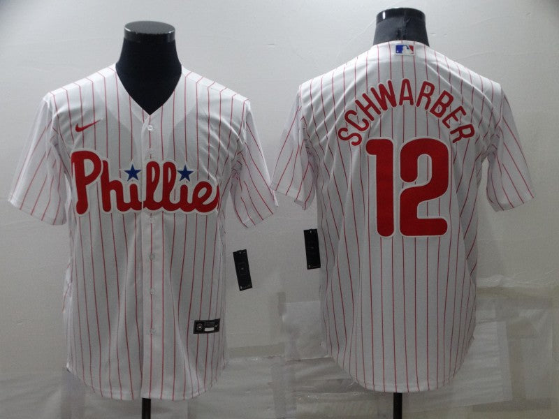 Men’s Philadelphia Phillies Kyle Schwarber #12 White Baseball Jersey