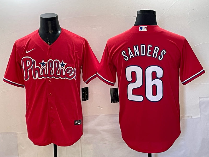 Men’s Philadelphia Phillies Michael Saunders #26 Red Jersey