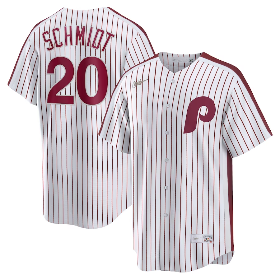 Men’s Philadelphia Phillies Mike Schmidt #20 White Home Cooperstown Collection Jersey