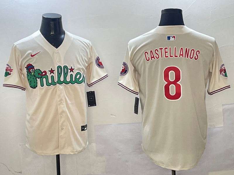 Men’s Philadelphia Phillies Nick Castellanos #8 Cream Jersey