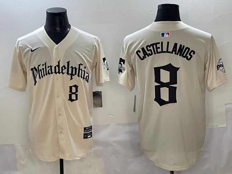 Men’s Philadelphia Phillies Nick Castellanos #8 Cream Limited Jersey