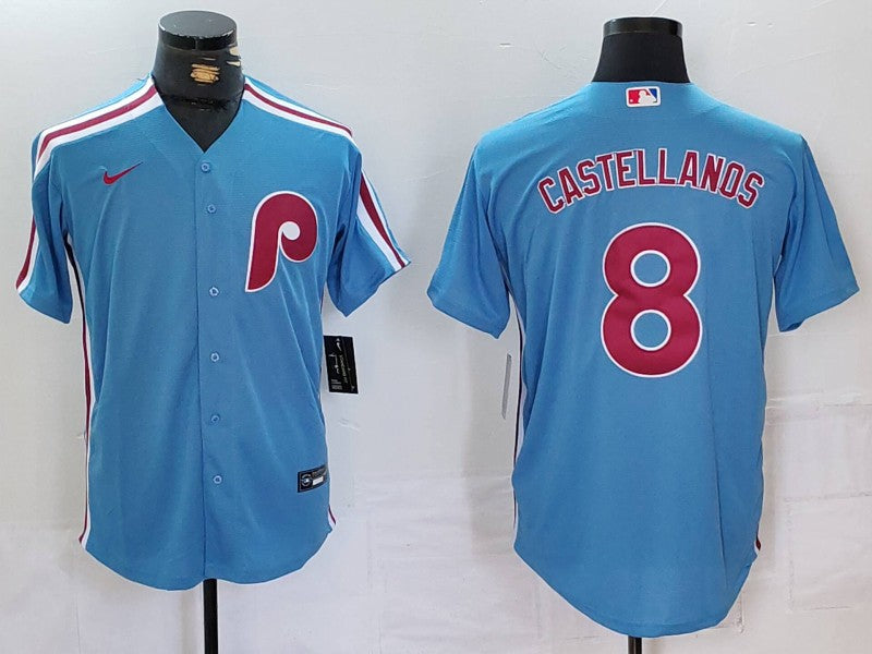 Men’s Philadelphia Phillies Nick Castellanos #8 Light Blue Alternate Limited Jersey