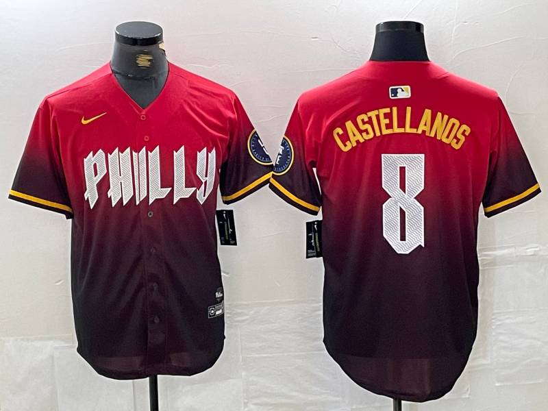 Men’s Philadelphia Phillies Nick Castellanos #8 Red 2024 City Connect Limited Jersey
