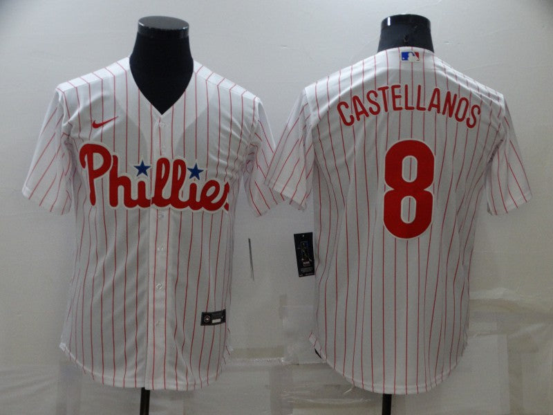 Men’s Philadelphia Phillies Nick Castellanos #8 White Baseball Jersey
