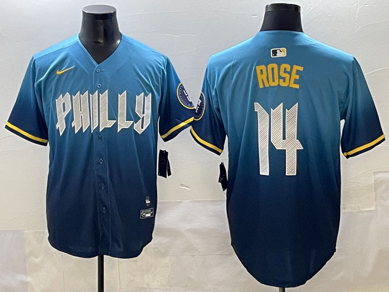 Men’s Philadelphia Phillies Pete Rose #14 Blue City Connect Limited Jersey