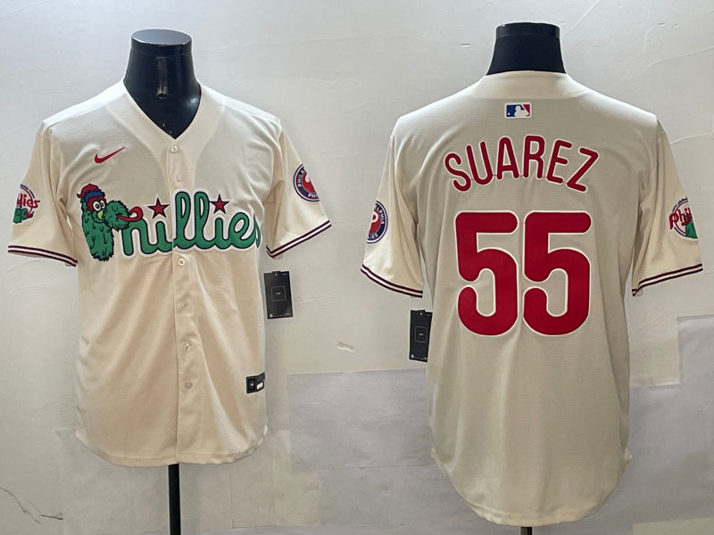 Men’s Philadelphia Phillies Ranger Suarez #55 Cream Jersey