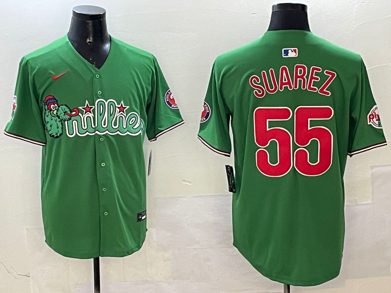Men’s Philadelphia Phillies Ranger Suarez #55 Green Team Jersey