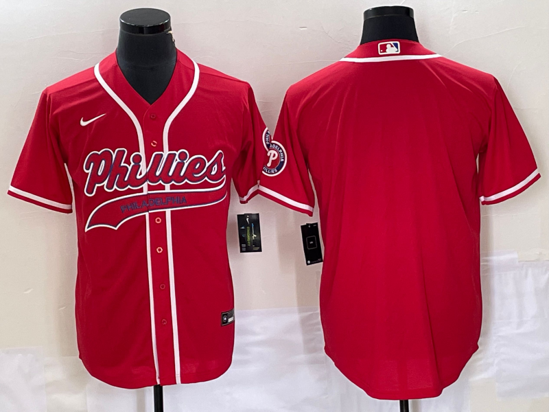 Men’s Philadelphia Phillies Red Blank Jersey Joint Edition