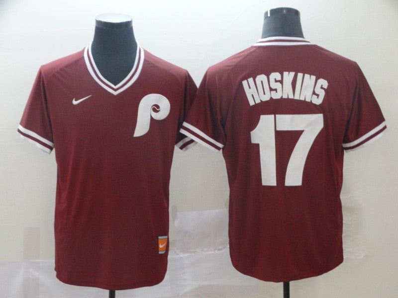 Men’s Philadelphia Phillies Rhys Hoskins #17 Red Stitched Jersey
