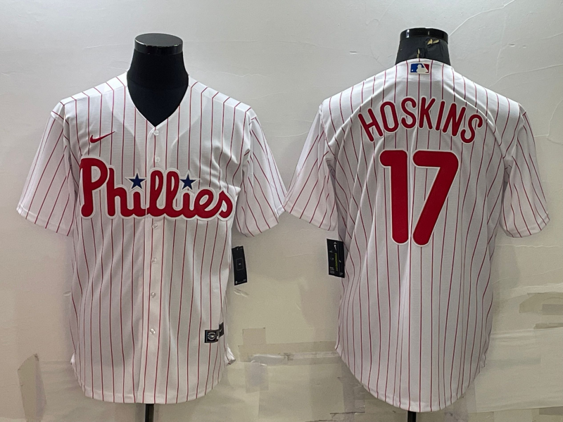 Men’s Philadelphia Phillies Rhys Hoskins #17 White Home Jersey