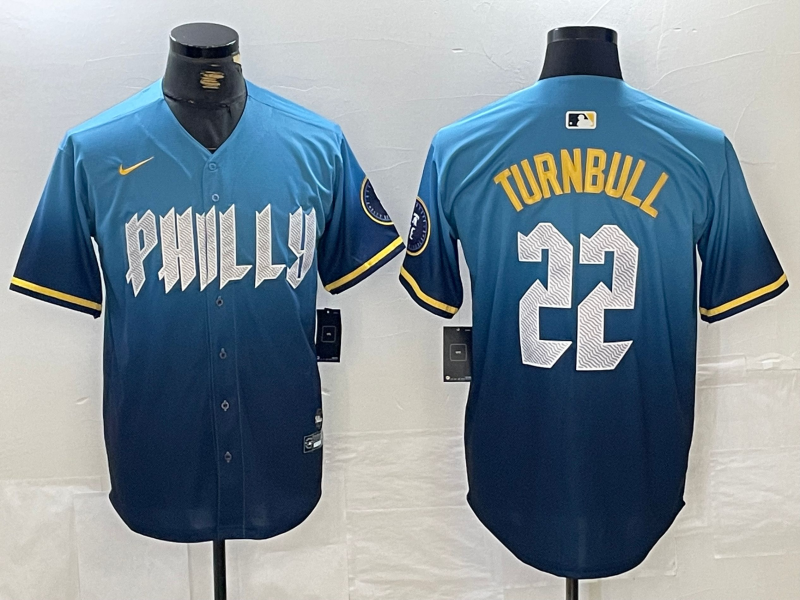 Men’s Philadelphia Phillies Spencer Turnbull #22 Blue 2024 City Connect Limited Jersey