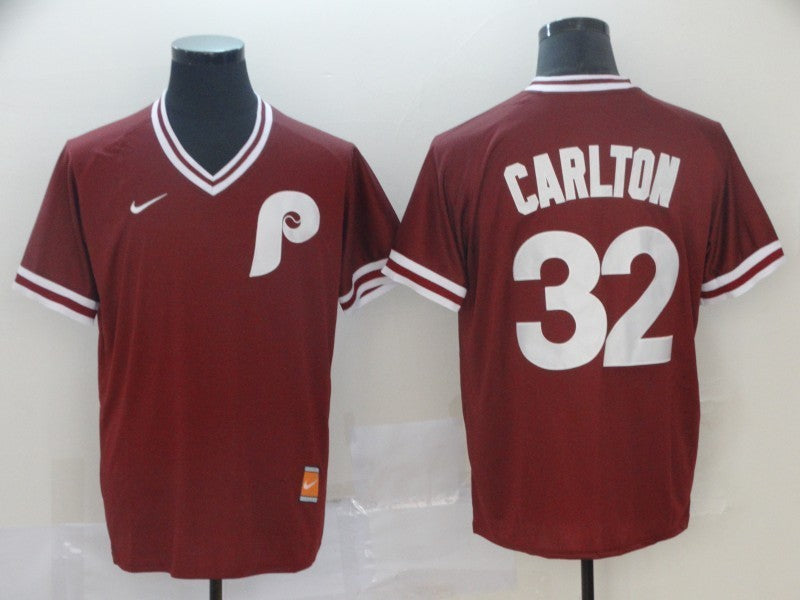 Men’s Philadelphia Phillies Steve Carlton #32 Red Baseball Jersey