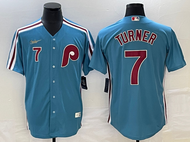 Men’s Philadelphia Phillies Trea Turner #7 Blue Team Jersey