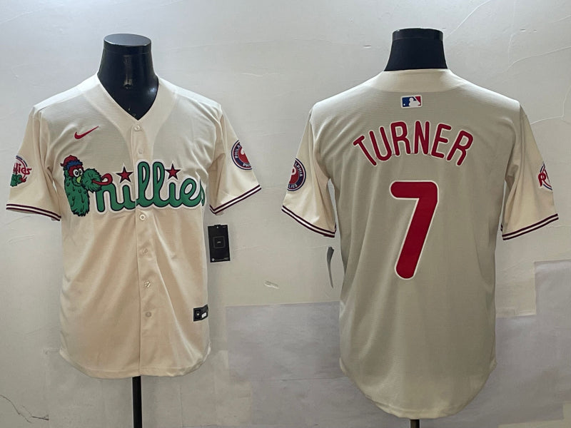 Men’s Philadelphia Phillies Trea Turner #7 Cream Jersey