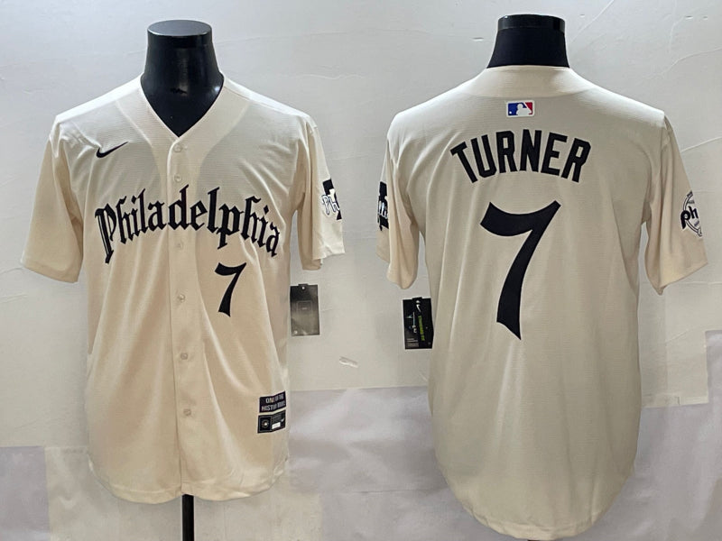 Men’s Philadelphia Phillies Trea Turner #7 Cream Limited Jersey