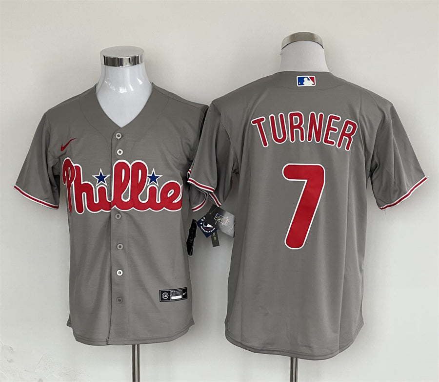 Men’s Philadelphia Phillies Trea Turner #7 Gray Jersey