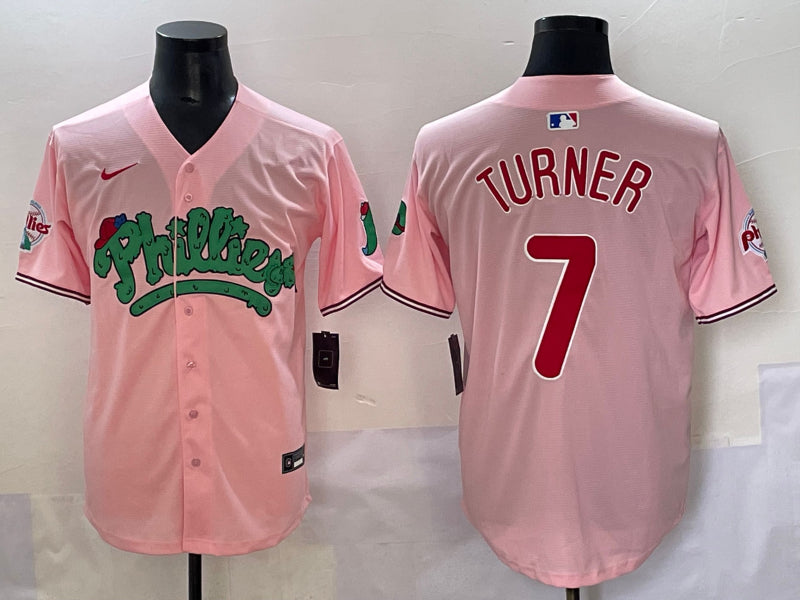 Men’s Philadelphia Phillies Trea Turner #7 Pink Jersey