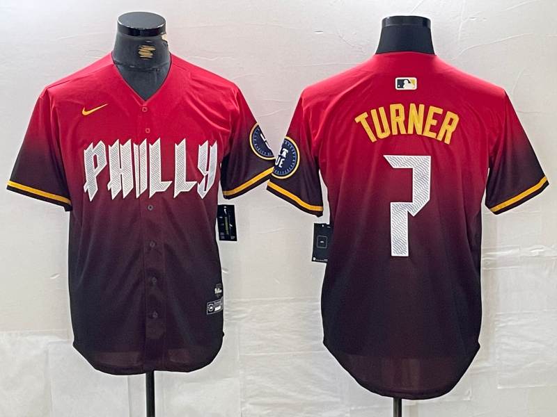 Men’s Philadelphia Phillies Trea Turner #7 Red 2024 City Connect Limited Jersey